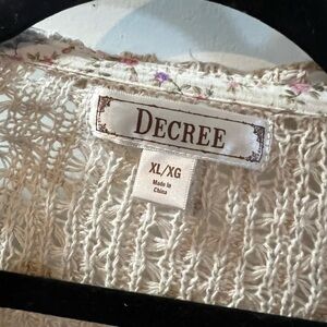 Decree lightweight crocheted Ivory Knit cardigan Sweater